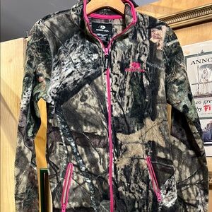 Mossy Oak Camo Fleece Jacket with Pink Accents